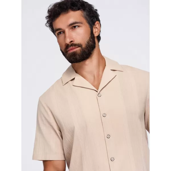  Cămașă pentru bărbați OMBRE OM-SHSS-0221 MARO DESCHIS 