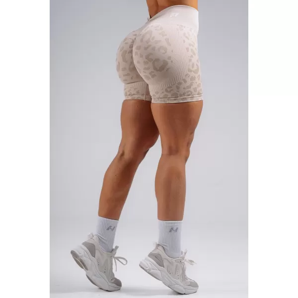  Pantaloni scurți de compresie push-up cu imprimeu leopard NEBBIA PRIMAL 856 LEOPARD CREM 