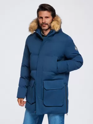 Parka pentru bărbați OMBRE OM-JALJ-0310 ALBASTRU MARIN