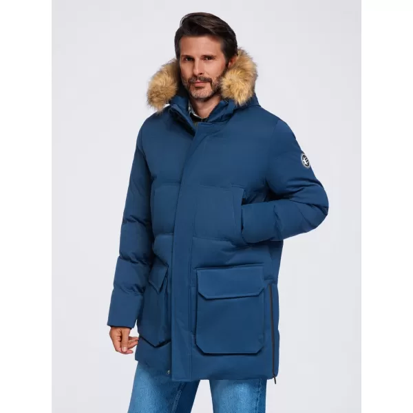  Parka pentru bărbați OMBRE OM-JALJ-0310 ALBASTRU MARIN 