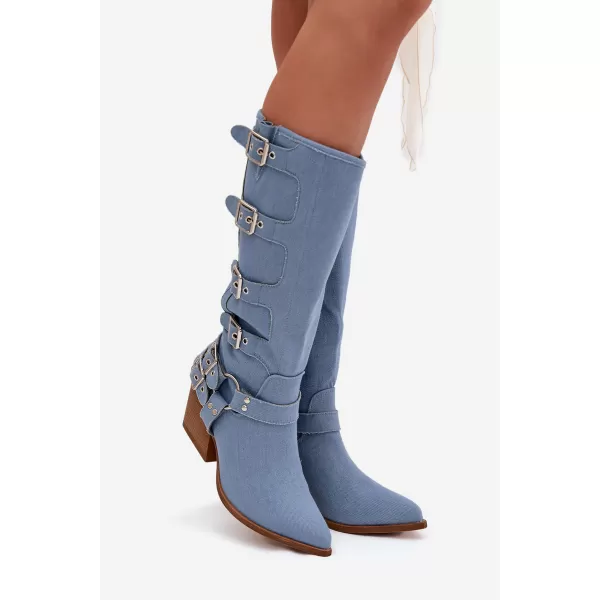 Cizme de cowboy de damă BOTO LQ-113 ALBASTRU 