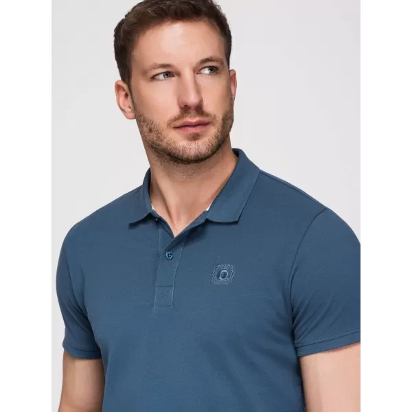  Tricou pentru bărbați cu guler OMBRE OM-POBS-0171 ALB/MARO/ALBASTRU ÎNCHIS 