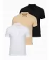 Tricou pentru bărbați cu guler OMBRE OM-POBS-0171 NEGRU/ALB/BEJ