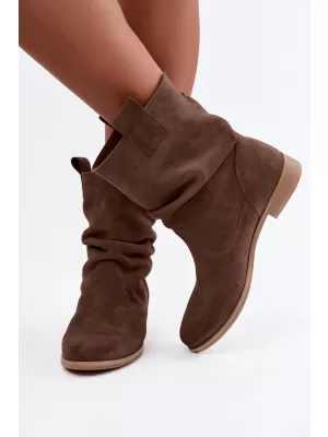 Botine de dama ZAZOO 4210 PIELE ÎNTOARSĂ MARO