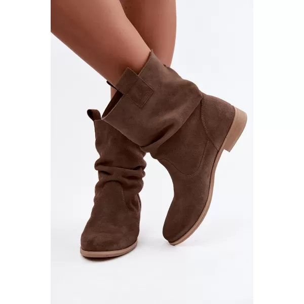  Botine de dama ZAZOO 4210 PIELE ÎNTOARSĂ MARO 