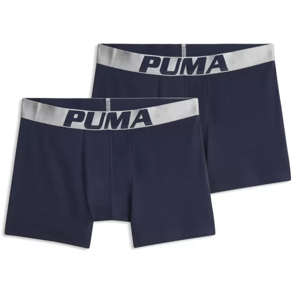  Boxeri pentru bărbați PUMA MEN SHINE ELASTIC BOXERS 2P 94780601 ALBASTRU/ARGINTIU 