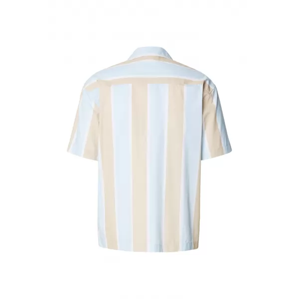  Cămașă pentru bărbați URBAN CLASSICS TB8429-22411 NISIP UMED/GEL ALBASTRU 