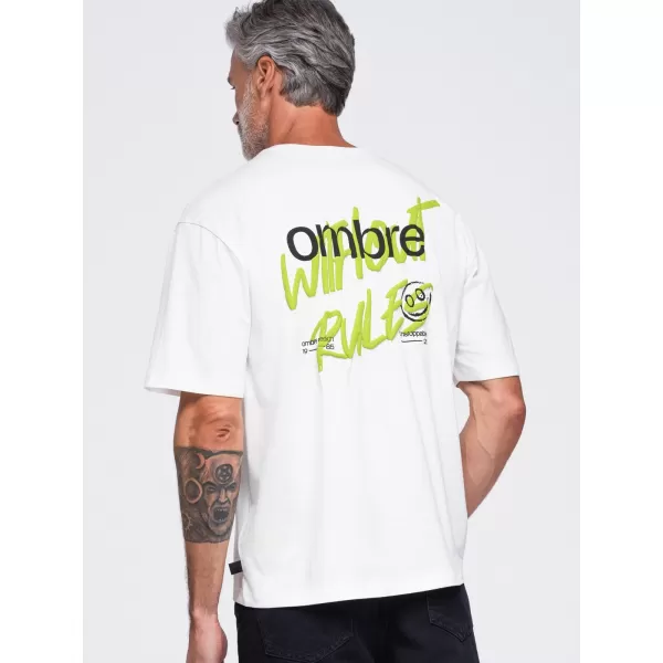  Tricou pentru bărbați OMBRE OM-TSPT-0284 APROAPE ALB 