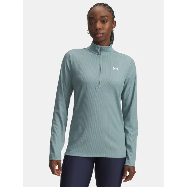  Tricou pentru femei UNDER ARMOUR TECH RIB 1/2 ZIP 1389857-323 VERDE 