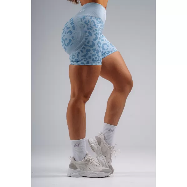  Pantaloni scurți de compresie push-up cu imprimeu leopard NEBBIA PRIMAL 856 LEOPARD ALBASTRU 