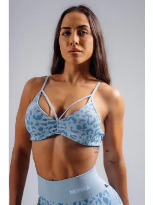 Sutien sport cu suport mediu cu imprimeu leopard NEBBIA PRIMAL 854 LEOPARD ALBASTRU