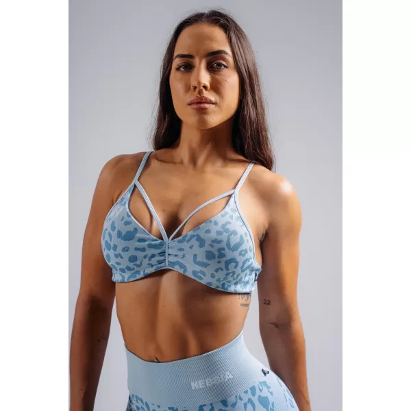  Sutien sport cu suport mediu cu imprimeu leopard NEBBIA PRIMAL 854 LEOPARD ALBASTRU 