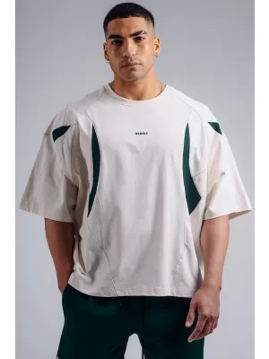 Tricou supradimensionat cu capac pompă NEBBIA PRIMAL 871 CREMĂ