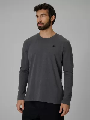 Tricou pentru bărbați cu mâneci lungi 4F WMM00TLONM611 MELANGE GRI ÎNCHIS
