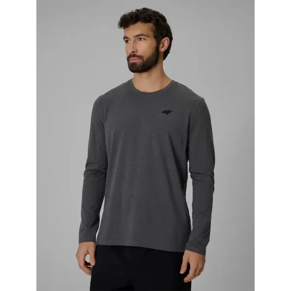  Tricou pentru bărbați cu mâneci lungi 4F WMM00TLONM611 MELANGE GRI ÎNCHIS 
