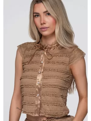 Bluza de dama OMBRE OW-TS-E0066 TAUPE