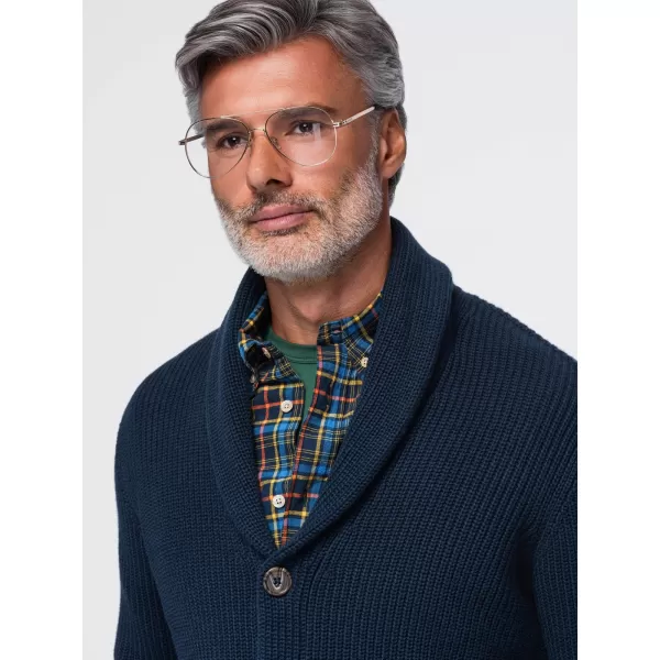  Cardigan pentru bărbați OMBRE OM-SWCD-0200 ALBASTRU MARIN 