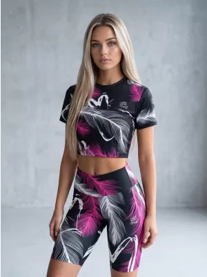 Jambiere premium pentru genunchi pentru femei (marimi noi) ALTISPORT VOJ/ALW001LEG06 NEGRU/ROZ