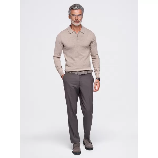  Tricou pentru bărbați cu guler OMBRE OM-POLS-0151 BEJ 