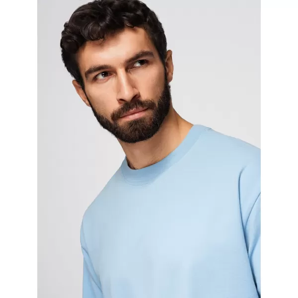  Tricou pentru bărbați OMBRE OM-TSBC-0291 NEGRU/ALBASTRU DESCHIS/ALB APROAPE 