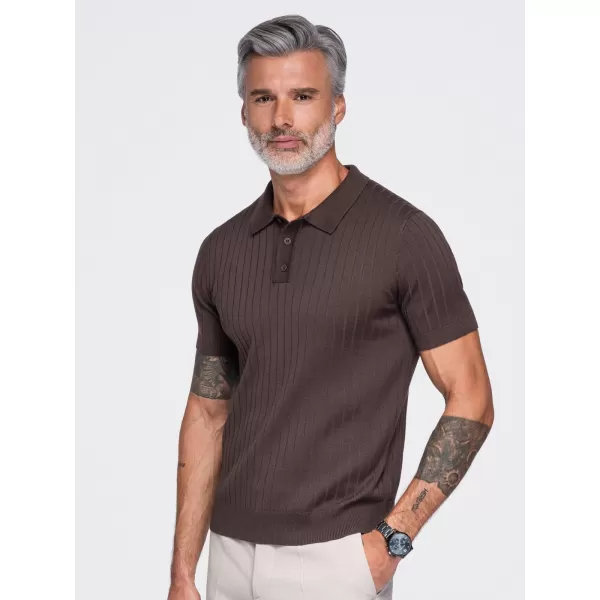  Tricou polo pentru bărbați OMBRE OM-POSS-0180 MARO DESCHIS 