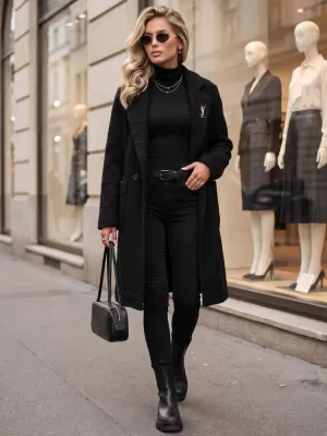 Palton de damă DSTREET NY0782 NEGRU
