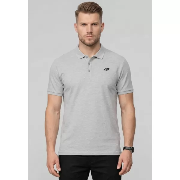  Tricou pentru bărbați cu guler 4F WMM00TPTSM0770 MELANGE GRI ÎNCHIS 