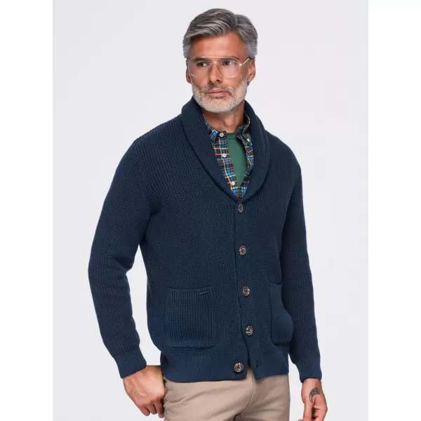  Cardigan pentru bărbați OMBRE OM-SWCD-0200 ALBASTRU MARIN 