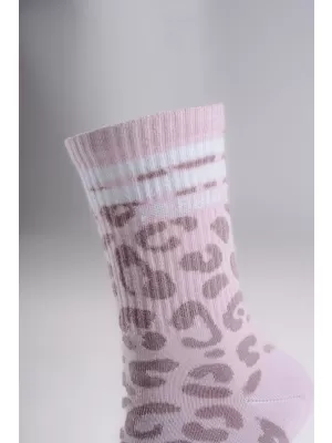 Șosete crew cu imprimeu leopard NEBBIA PRIMAL 106 LEOPARD ROZ