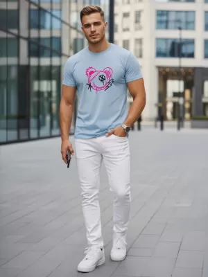 Tricou pentru bărbați DSTREET NX0136R-SK ALBASTRU DESCHIS