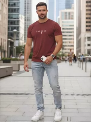 Tricou pentru bărbați DSTREET NX5124R-BU CLARET