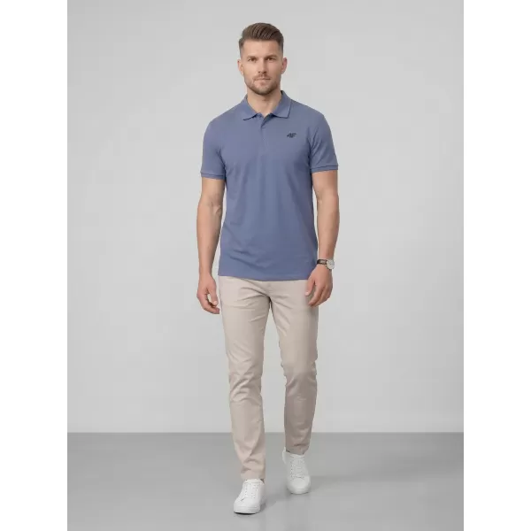  Tricou pentru bărbați cu guler 4F WMM00TPTSM0770 DENIM 