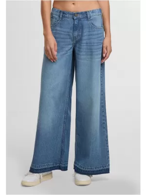 Pantaloni de dama URBAN CLASSICS TB7712 ALBASTRU MEDIU PROFUND SPĂLAT