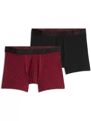 Boxeri pentru bărbați PUMA MEN GRAPHICAL PRINT BOXERS 2P 94780402 COMBO ROȘU