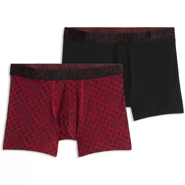  Boxeri pentru bărbați PUMA MEN GRAPHICAL PRINT BOXERS 2P 94780402 COMBO ROȘU 