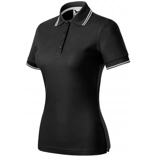  Tricou de damă cu guler MALFINI FOCUS 233 NEGRU 