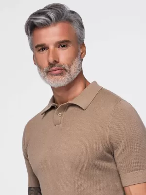 Tricou polo pentru bărbați OMBRE OM-POSS-0178 MARO DESCHIS