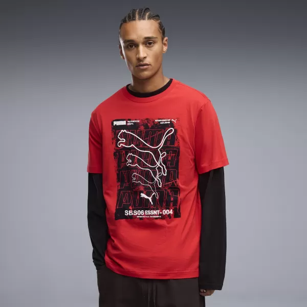  Tricou pentru bărbați PUMA GRAPHICS BOX TEE 69436611 PENTRU TOTDEAUNA ROȘU 