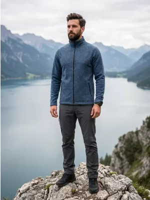 Hanorac bărbătesc din micro polar MALFINI FACTOR 852 EVIDENȚIERI DE DENIM ÎNCHIS LA CULOARE