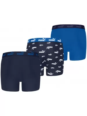 Boxeri pentru copii PUMA ELEMENTS BOYS LOGO PRINT BOXERS 3P 93896805 COMBINAȚIE ALBASTRĂ