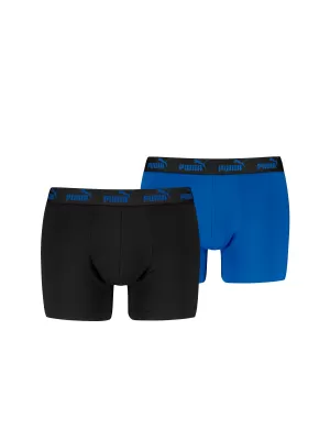 Boxeri pentru bărbați PUMA ELEMENTS MEN BASIC BOXERS 2P 93875301 NEGRU/ALBASTRU