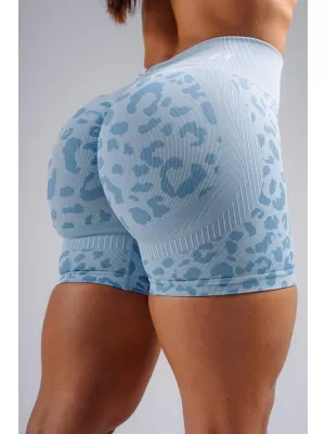 Pantaloni scurți de compresie push-up cu imprimeu leopard NEBBIA PRIMAL 856 LEOPARD ALBASTRU