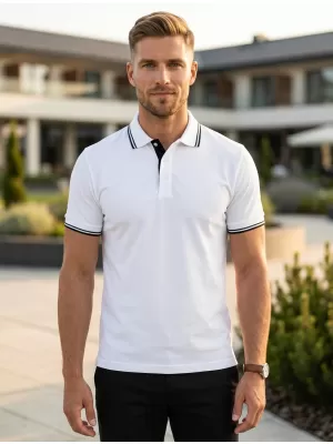 Tricou pentru bărbați cu guler MALFINI FOCUS 232 ALB