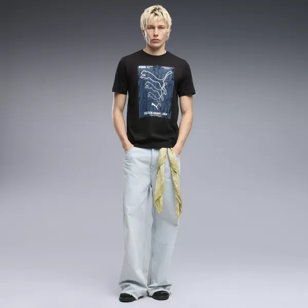  Tricou pentru bărbați PUMA GRAPHICS BOX TEE 69436601 PUMA NEGRU 