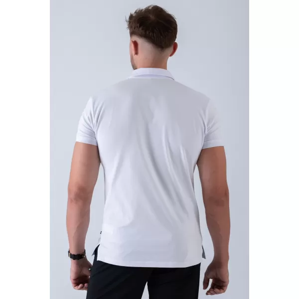  Tricouri pentru bărbați NEBBIA MIKE MUSCLE FIT POLO 157 ALB 