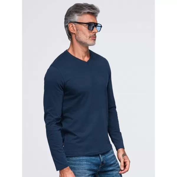  Tricou pentru bărbați OMBRE OM-LSBL-0143 ALBASTRU MARIN 