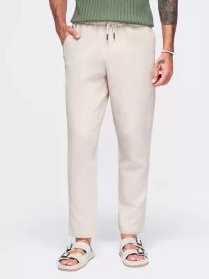 Pantaloni pentru bărbați OMBRE OM-PACP-0310 APROAPE ALB