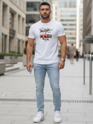Tricou pentru bărbați DSTREET NX5094R-WH ALB