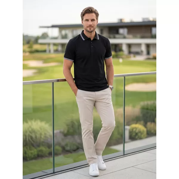  Tricou pentru bărbați cu guler MALFINI FOCUS 232 NEGRU 