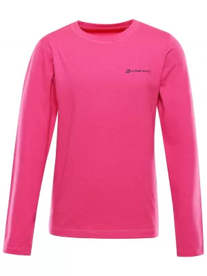 Tricou pentru copii cu uscare rapidă ALPINE PRO LOUSO STRĂLUCIRE ROZ